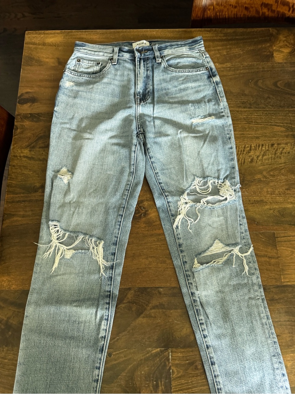 pistola Light Blue Distressed Boyfriend Jeans